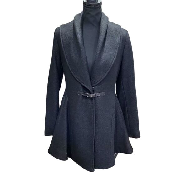 EUC wool Kensie women's stunning wide collar fish tail wrapcoat pea coat, XS - Picture 1 of 10